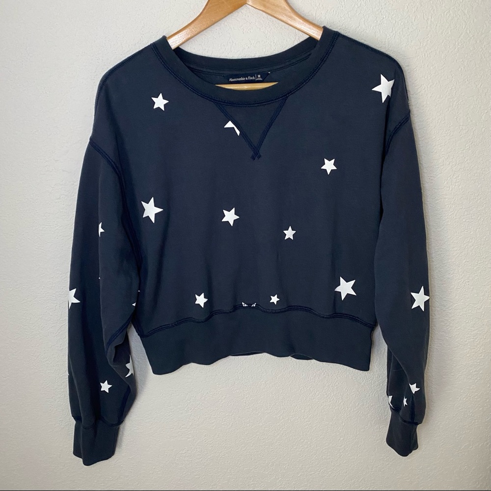 abercrombie & fitch star crew neck cropped sweatshirt
